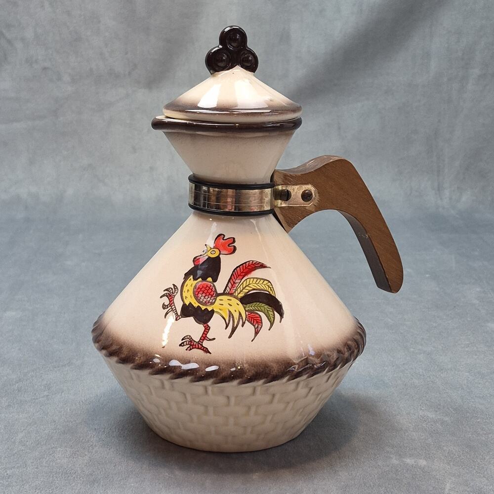 Vintage Metlox Poppytrail Coffee Carafe with Lid Rooster Pot CA Mid Century